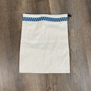 Tory Burch Travel Dust Storage Bag Ivory‎ Logo Charm Drawstring APPROX 12x14.5